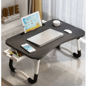 Foldable Laptop Table With Drawer (Black)