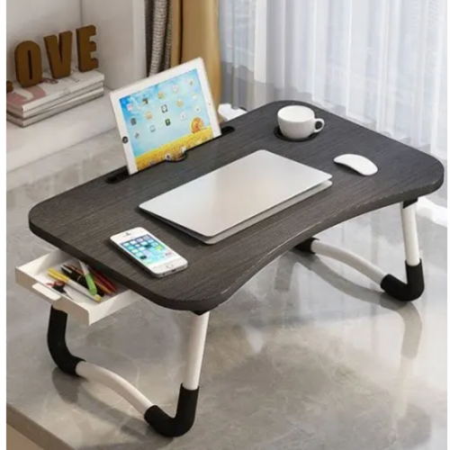 Foldable Laptop Table With Drawer (Black)