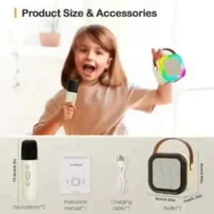 Karaoke Wireless Sound System with Speaker & 2 Microphone for kids - 3 in 1
