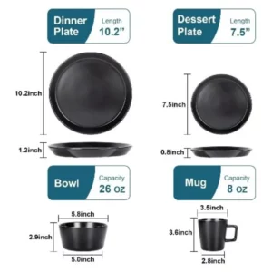 Stoneware Dinner Set And Mugs - 16 Pcs