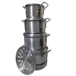 Hoffner Set Of 4 Aluminium Pots with Steamer