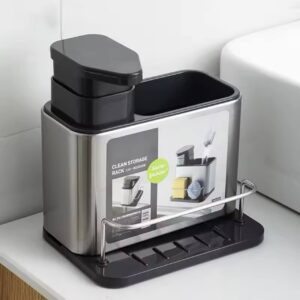 3 In 1 Kitchen Sink Caddy Soap Dispenser With Removable Drain Tray