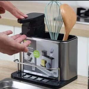 3 In 1 Kitchen Sink Caddy Soap Dispenser With Removable Drain Tray