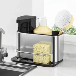 3 In 1 Kitchen Sink Caddy Soap Dispenser With Removable Drain Tray