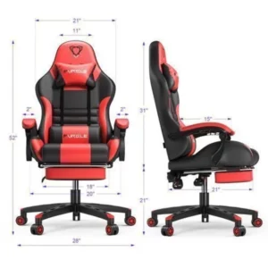 Pro Series Gaming Chair With Footrest - Red - 1pcs