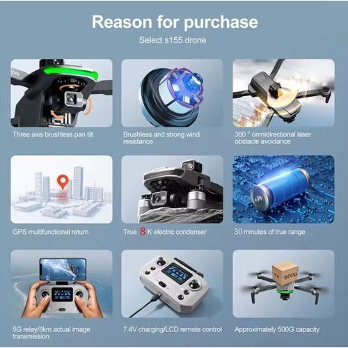 4K Camera S155 GPS 3-axis Gimbal Intelligent Obstacles Avoidance with Extra Batteries - Image 7