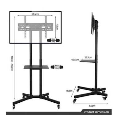Movable Television Stand With Hangers- 32 - 65 Inches - Image 2
