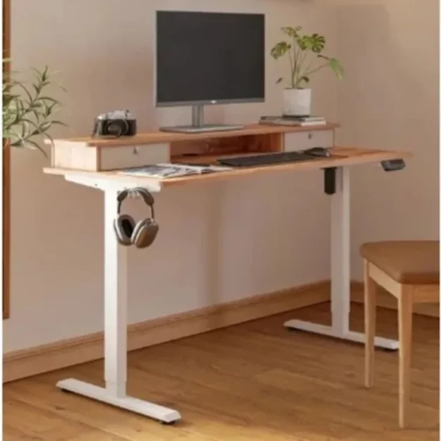 Electric Adjustable Desk - Brown Top - 1.4M - Image 2