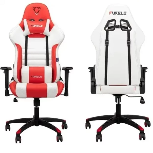 Executive Furgle Gaming Chair With Footrest - Red/white