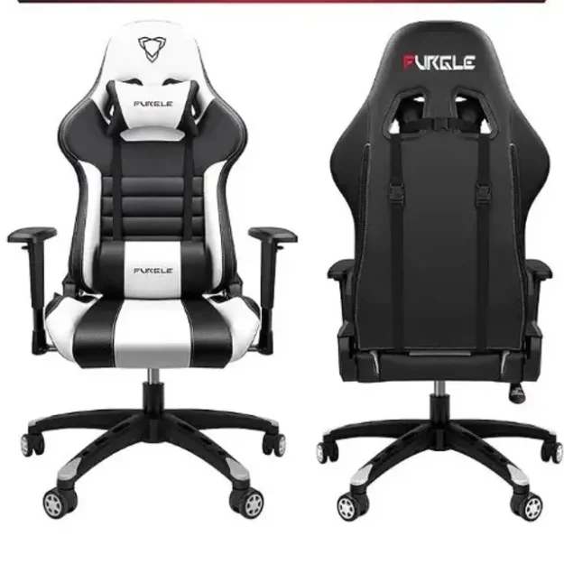 Executive Furgle Gaming Chair With Footrest - Black & White