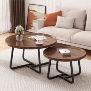 Modern Living Room Center Table - Faux Marble (mdf Wood) 2 In 1 Walnut