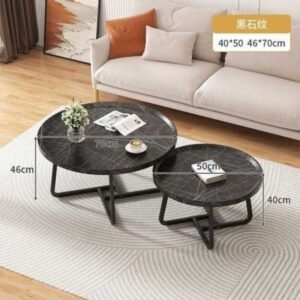 Modern Living Room Center Table - Faux Marble (mdf Wood) 2 In 1 Black