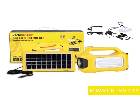 MeWe Solar Light/Bulb Emergency Power Kit With 4W Solar Panel 3 Bulbs And USB/DC Ports | MWSLK-SV11Y