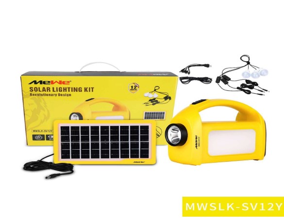 MeWe Solar Light/Bulb 6V 4000mAh Rechargeable System With 4W Panel 3 DC Bulbs And USB Output | MWSLK-SV12Y
