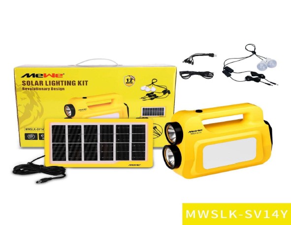 MeWe Solar Light/Bulb 4W Solar Panel With Dual DC Bulbs USB Output And 6000mAh Battery Backup | MWSLK-SV14Y